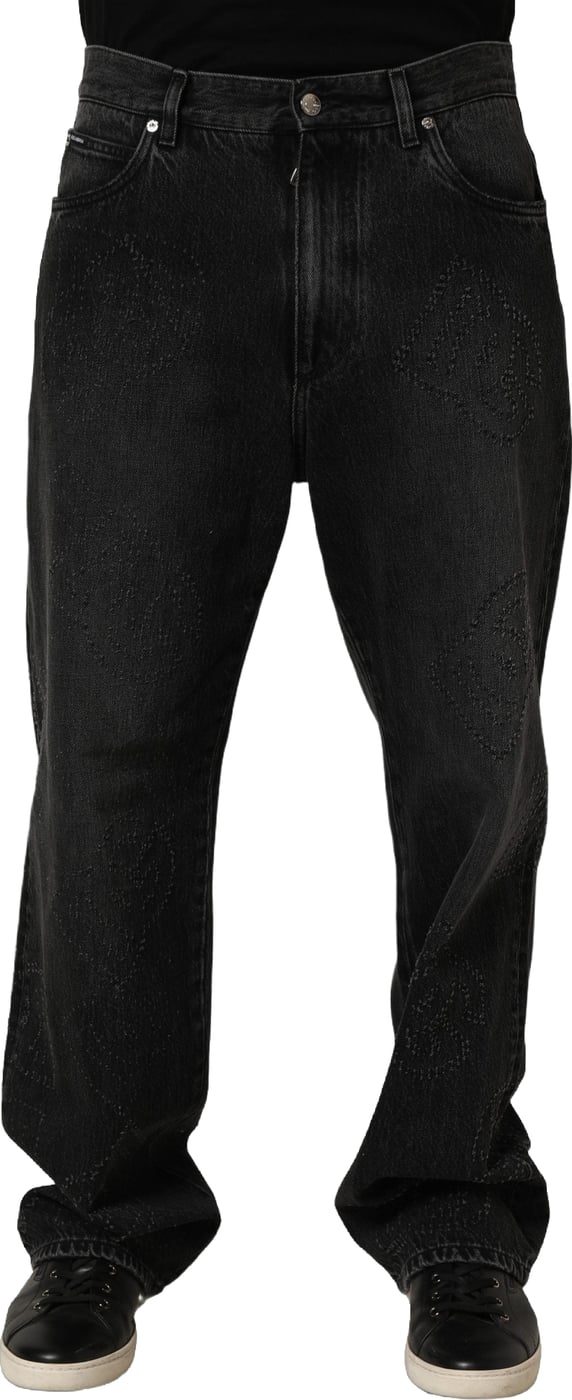 Dolce & Gabbana Dark Gray Cotton WideLeg Oversize Denim Jeans