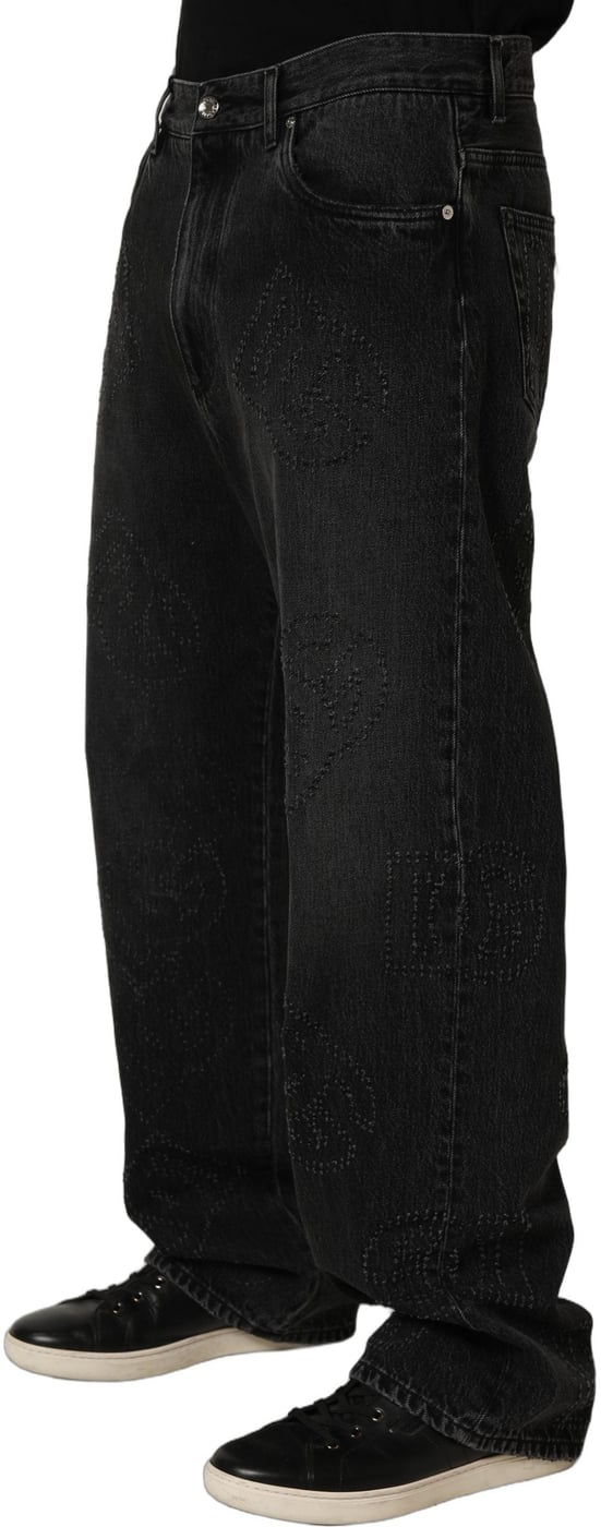 Dolce & Gabbana Dark Gray Cotton WideLeg Oversize Denim Jeans