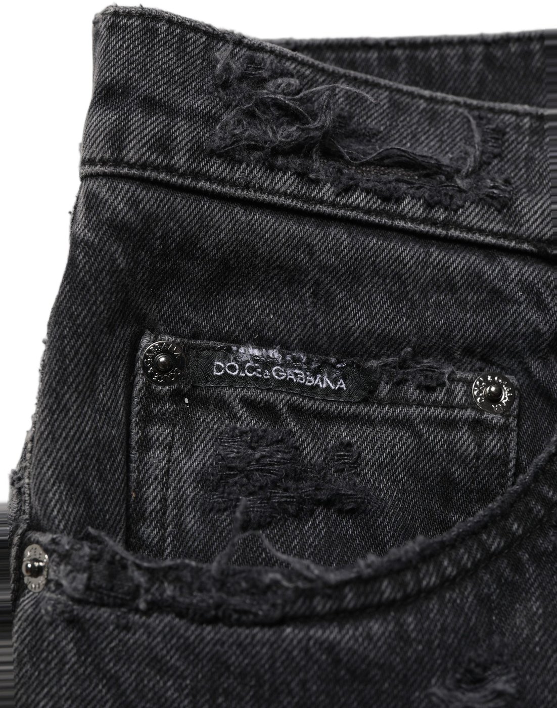 Dolce & Gabbana Dark Gray Cotton Ripped Men Denim Jeans