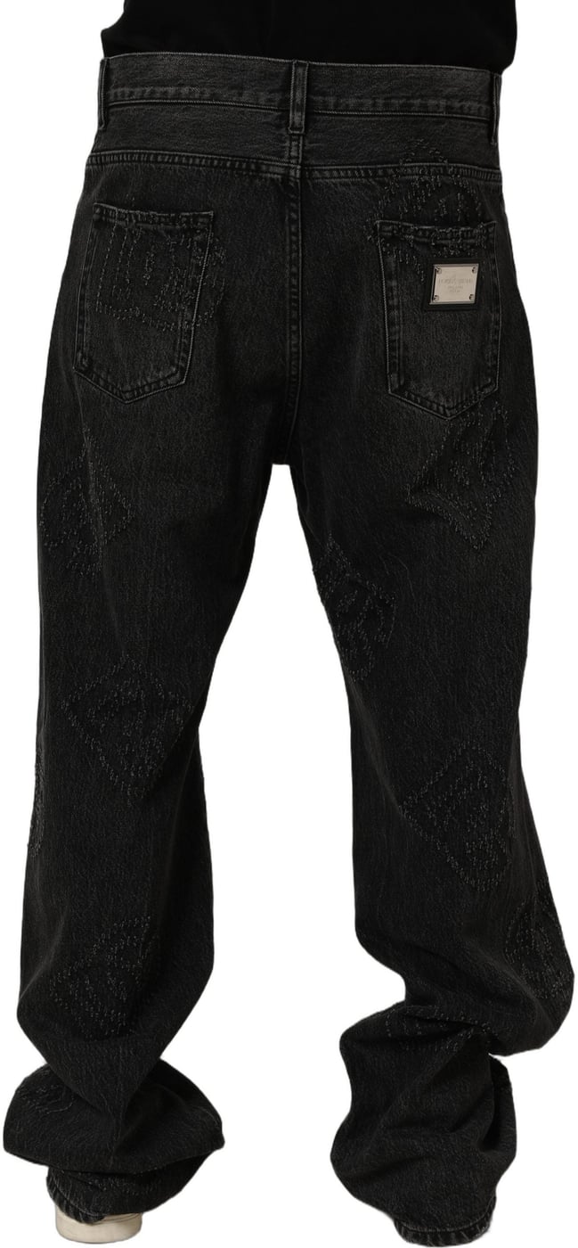 Dolce & Gabbana Dark Gray Cotton WideLeg Oversize Denim Jeans