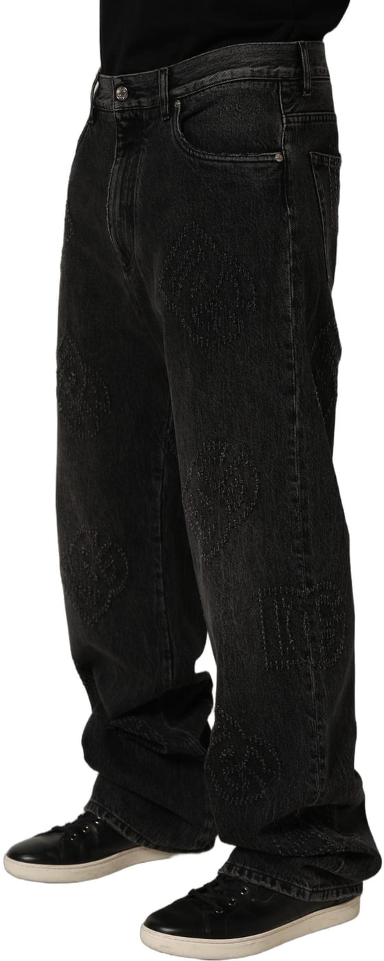 Dolce & Gabbana Dark Gray Cotton WideLeg Oversize Denim Jeans