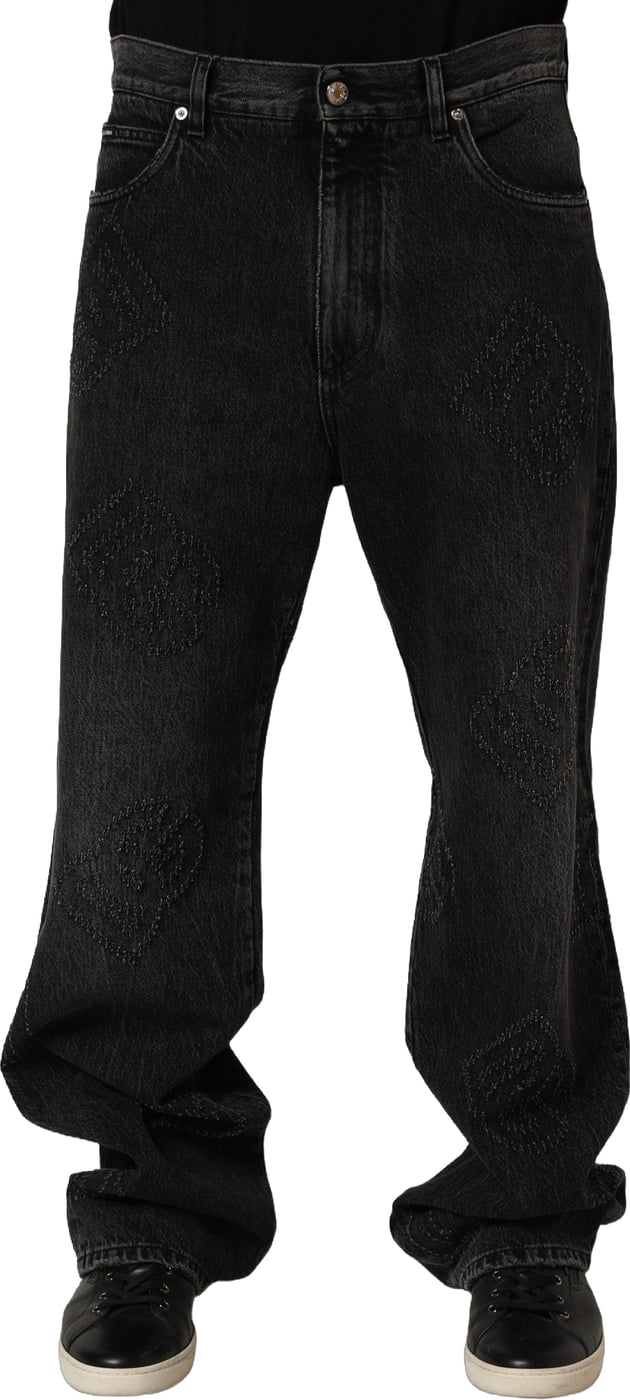 Dolce & Gabbana Dark Gray Cotton WideLeg Oversize Denim Jeans