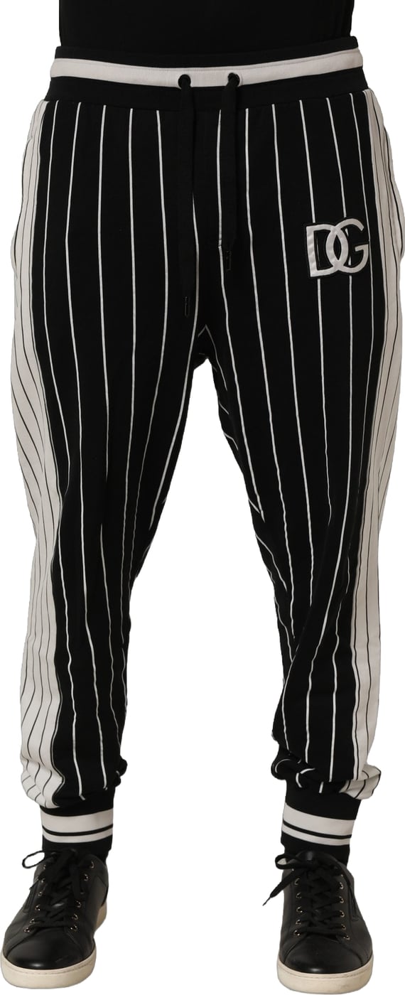 Dolce & Gabbana Black Striped DG Patch Men Sweatpants Pants
