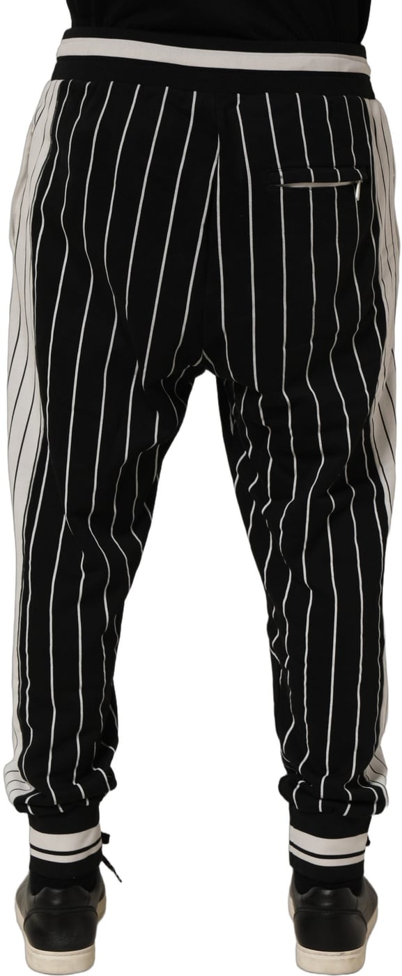Dolce & Gabbana Black Striped DG Patch Men Sweatpants Pants