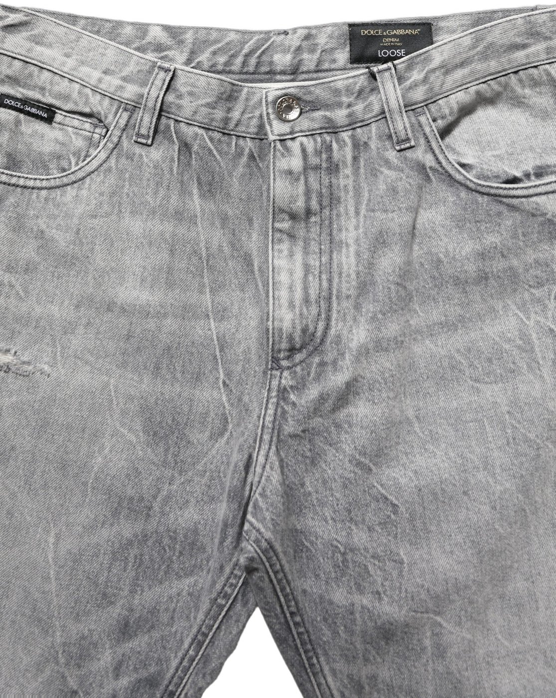 Dolce & Gabbana Grey Distressed Straight Leg Men Denim Jeans