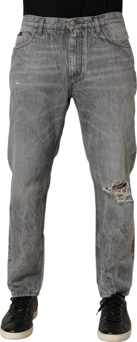 Dolce & Gabbana Grey Distressed Straight Leg Men Denim Jeans
