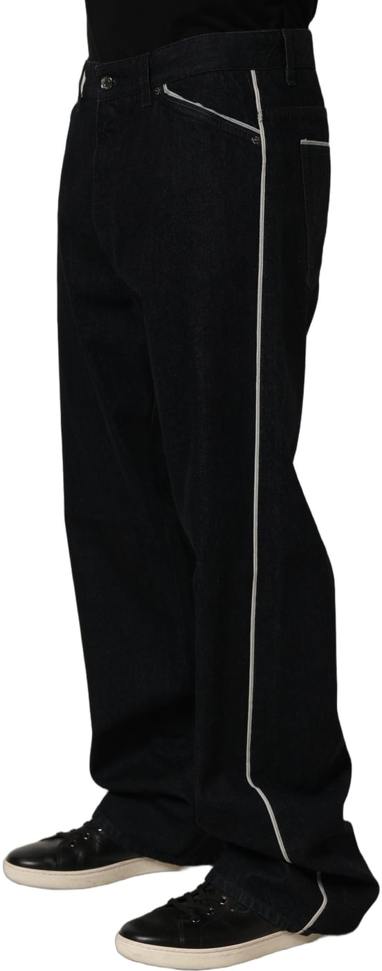 Dolce & Gabbana Black Cotton Stretch Straight Men Denim Jeans