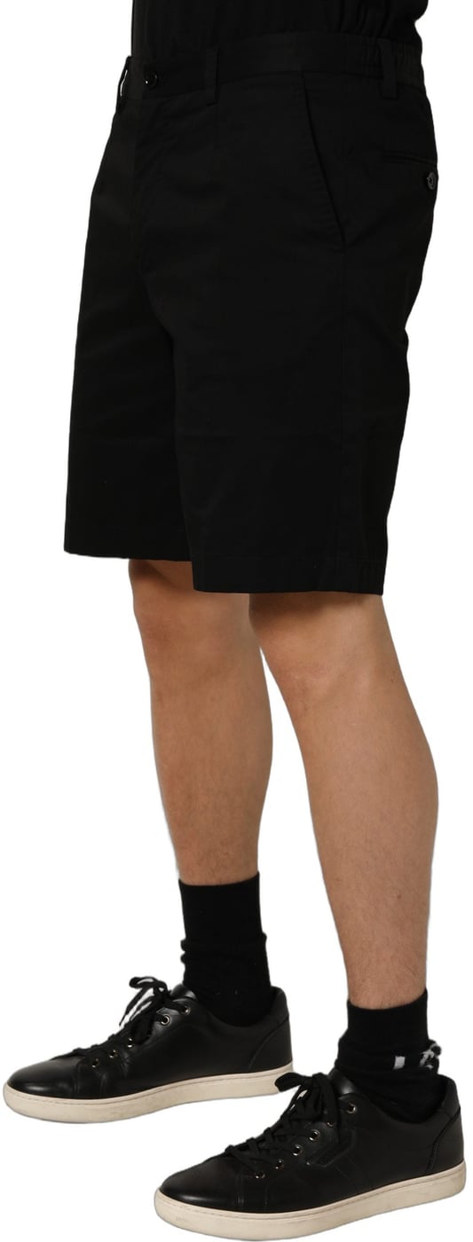 Dolce & Gabbana Black Cotton Mid Waist Men Bermuda Shorts