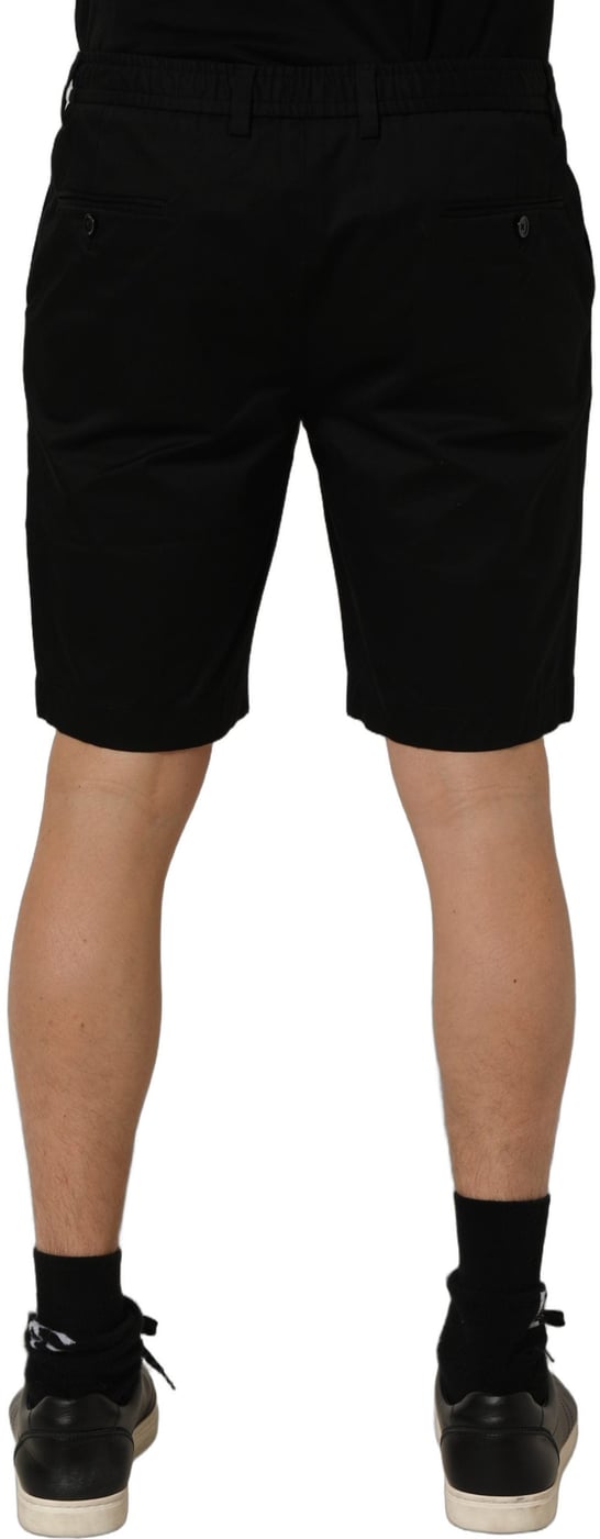 Dolce & Gabbana Black Cotton Mid Waist Men Bermuda Shorts