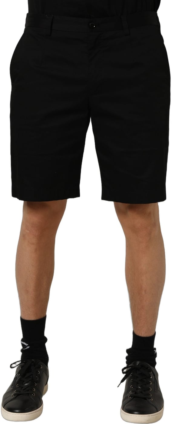 Dolce & Gabbana Black Cotton Mid Waist Men Bermuda Shorts