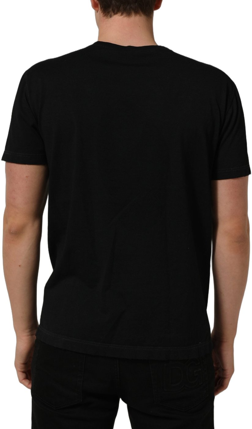 Dolce & Gabbana Black Cotton Short Sleeve Crew Neck T-shirt