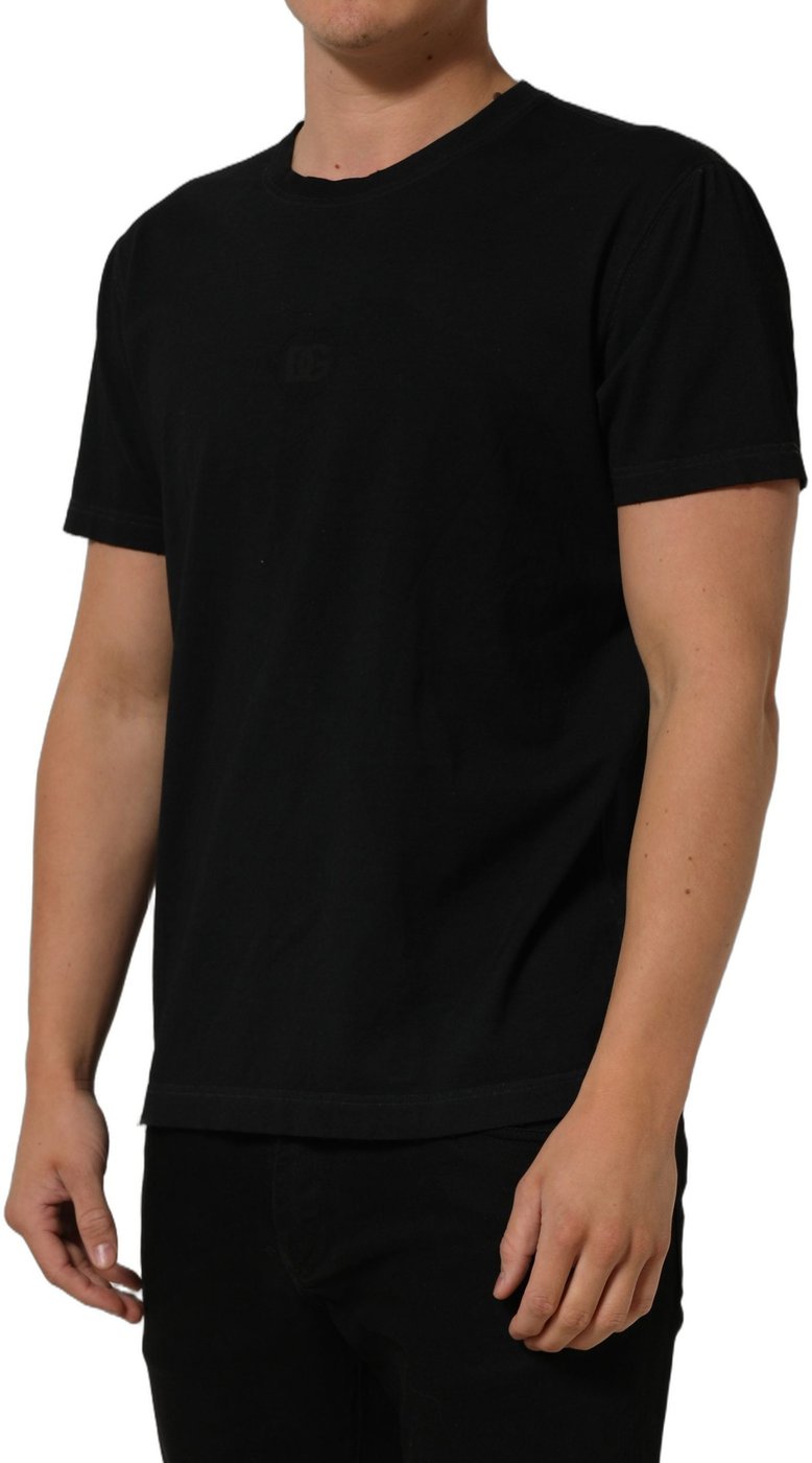 Dolce & Gabbana Black Cotton Short Sleeve Crew Neck T-shirt