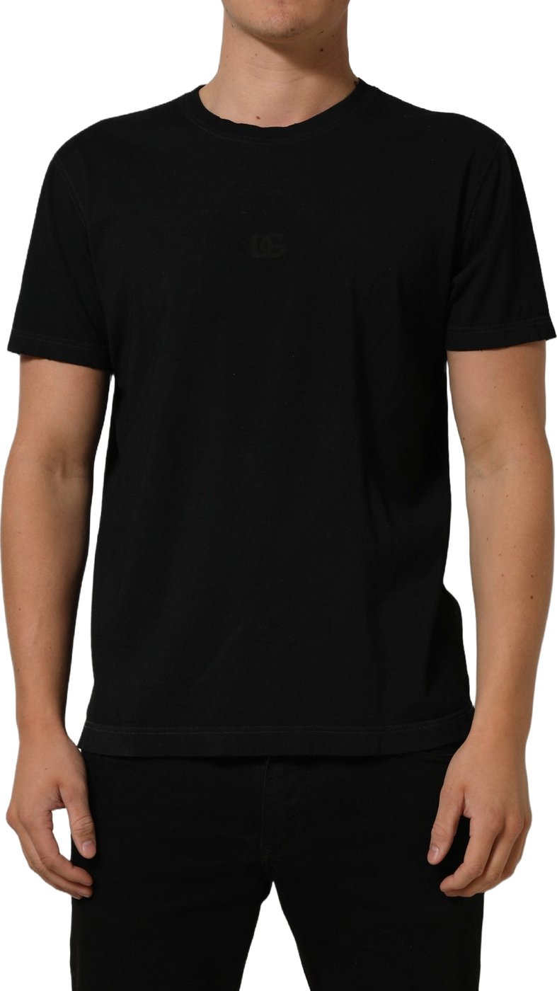 Dolce & Gabbana Black Cotton Short Sleeve Crew Neck T-shirt