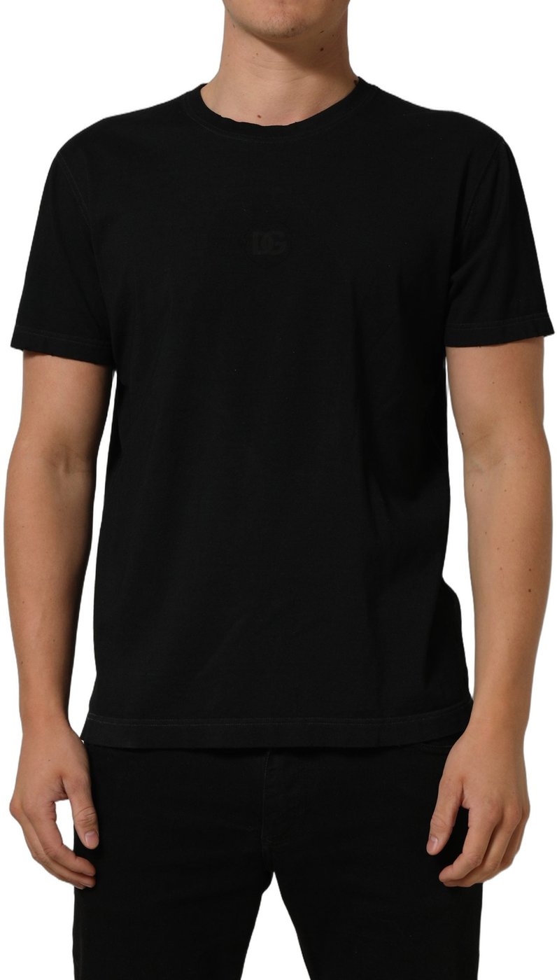 Dolce & Gabbana Black Cotton Short Sleeve Crew Neck T-shirt