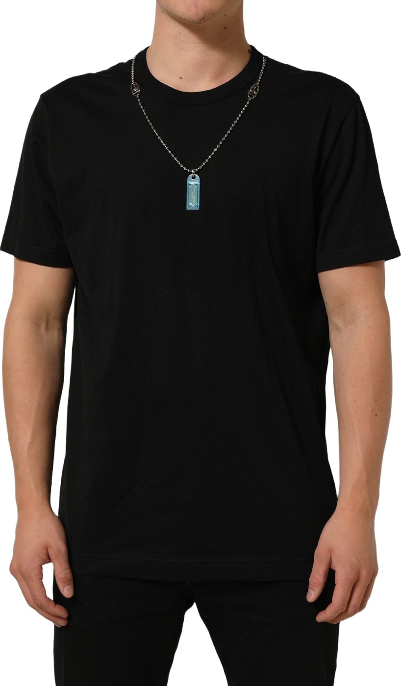 Dolce & Gabbana Black Dog Tag Short Sleeve CrewNeck T-shirt