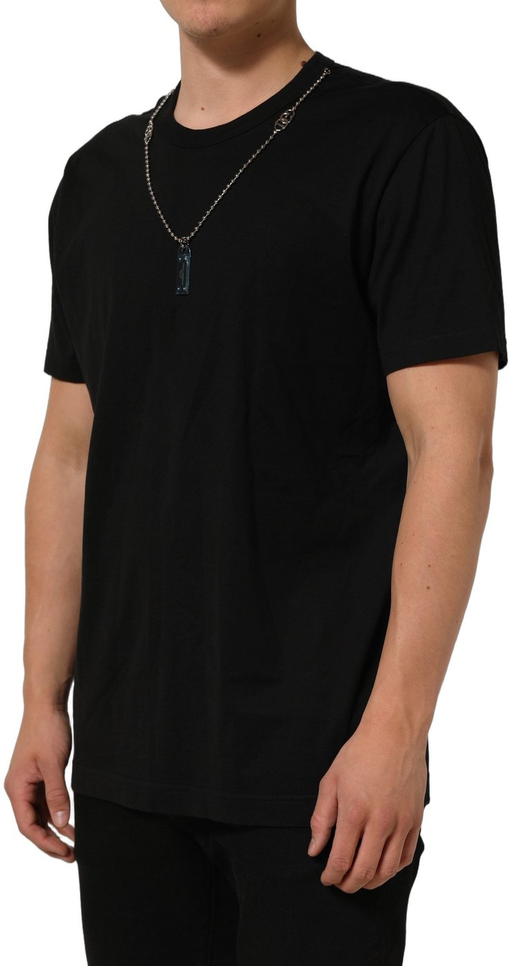 Dolce & Gabbana Black Dog Tag Short Sleeve CrewNeck T-shirt