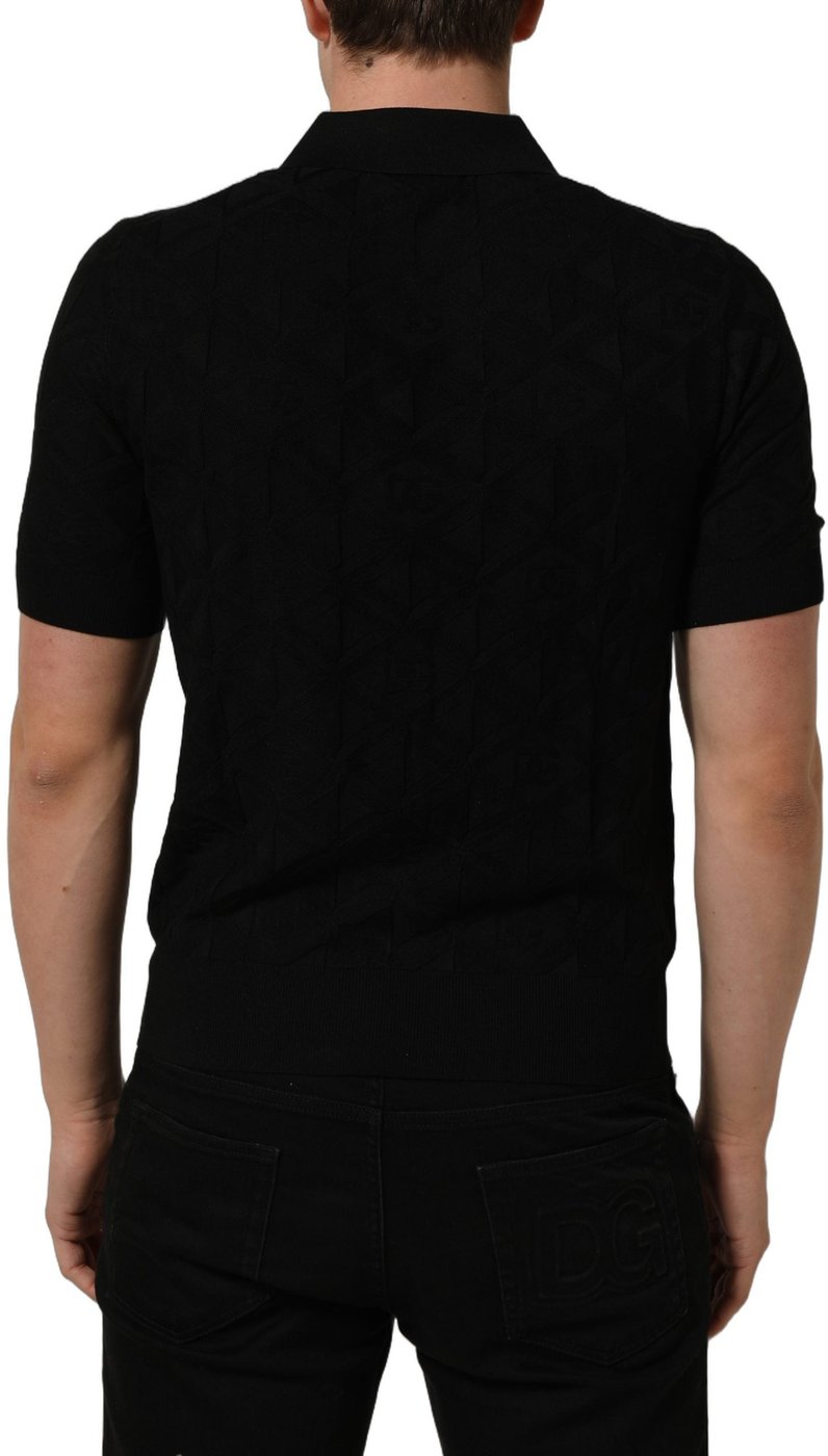 Dolce & Gabbana Black Silk Short Sleeve Knit Polo T-shirt
