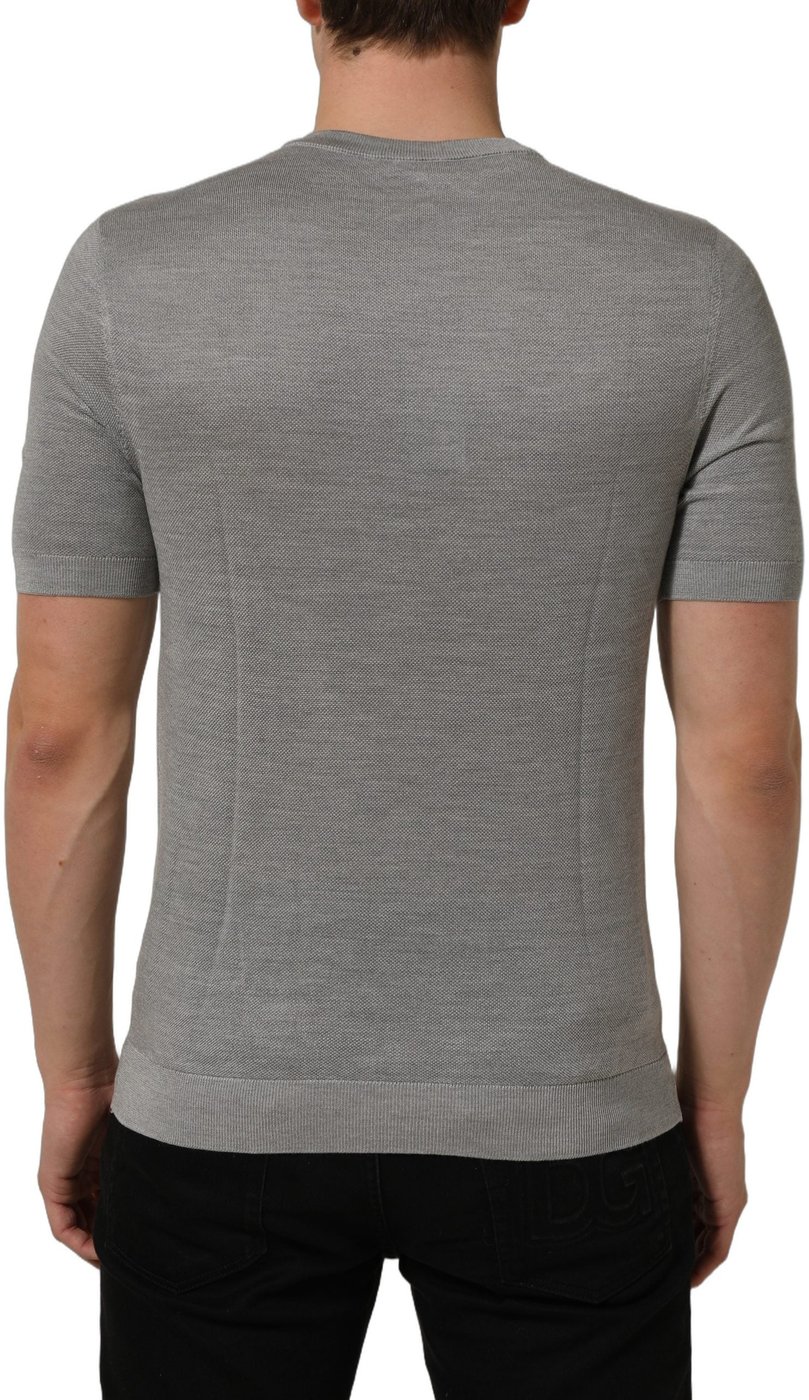 Dolce & Gabbana Gray Silk Crew Neck Short Sleeves T-shirt
