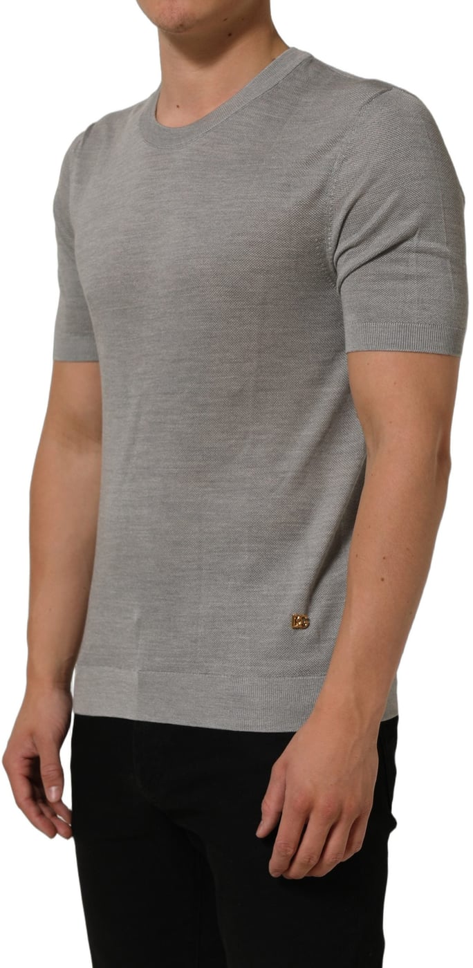 Dolce & Gabbana Gray Silk Crew Neck Short Sleeves T-shirt