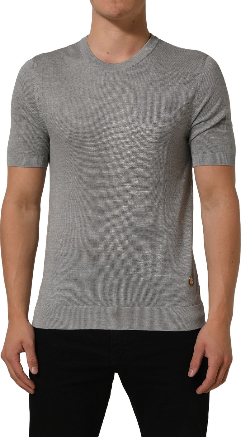 Dolce & Gabbana Gray Silk Crew Neck Short Sleeves T-shirt
