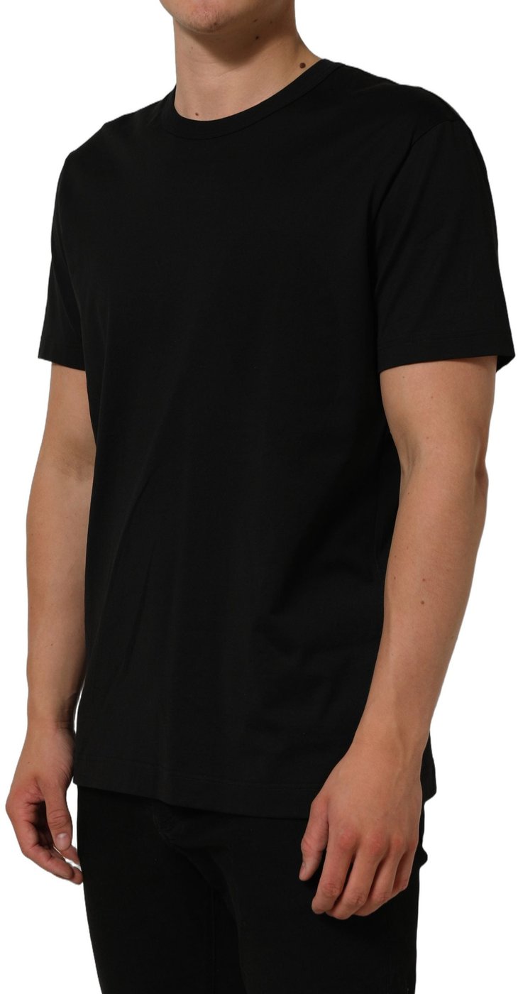 Dolce & Gabbana Black Cotton Crew Neck Short Sleeve T-shirt