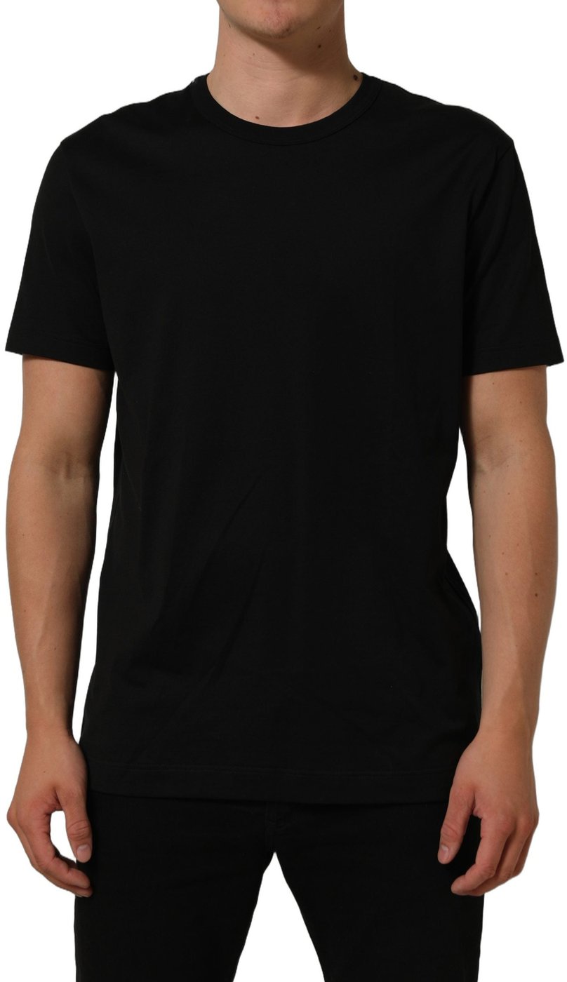 Dolce & Gabbana Black Cotton Crew Neck Short Sleeve T-shirt