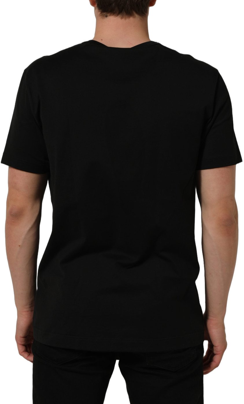 Dolce & Gabbana Black Cotton Crew Neck Short Sleeve T-shirt