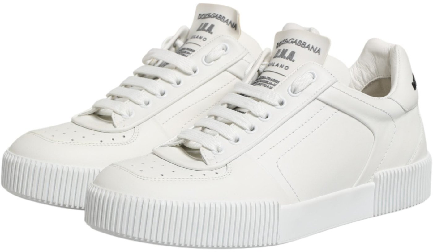Dolce & Gabbana White Miami Leather Low Top Men Sneakers Shoes