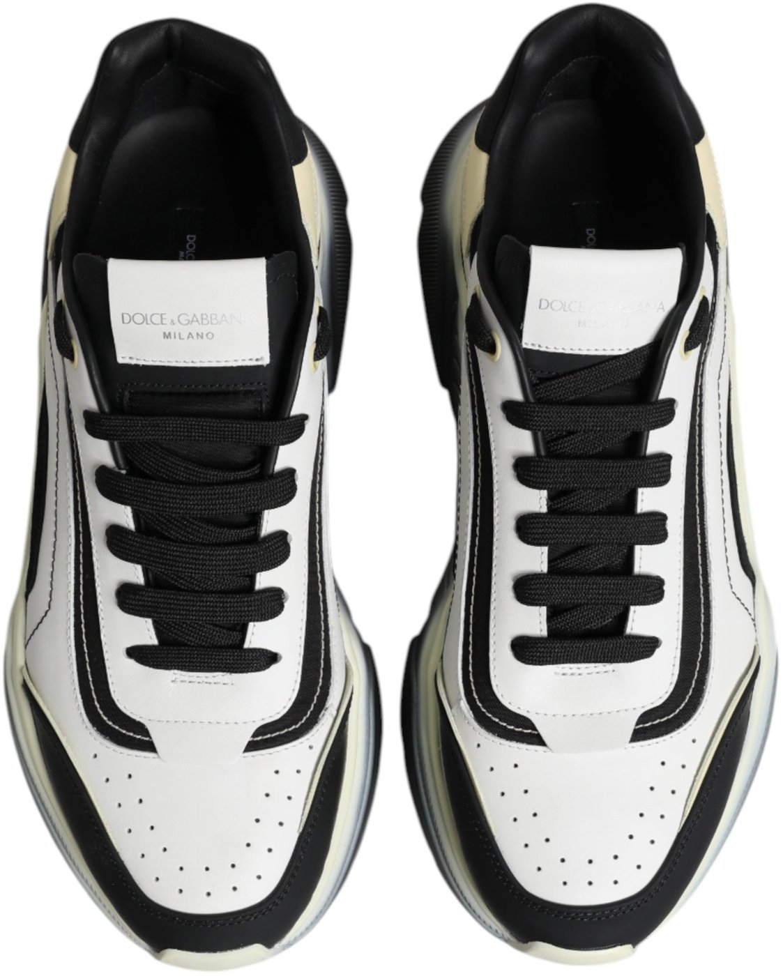 Dolce & Gabbana White Black Daymaster Two Tone Sneaker Shoes
