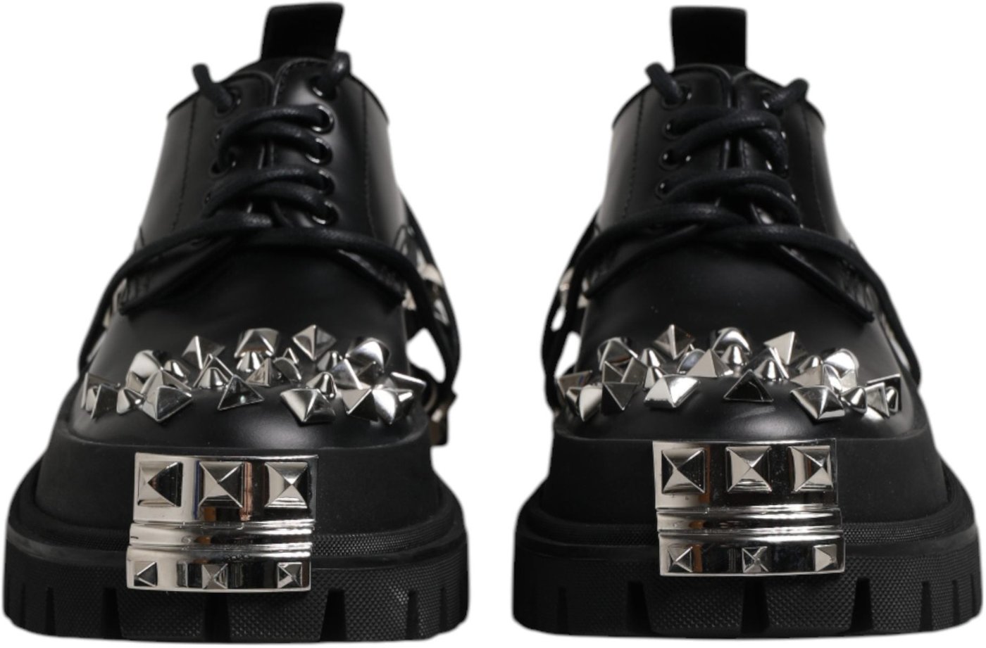 Dolce & Gabbana Black Studded Leather Hi-Trekking Derby Men Shoes