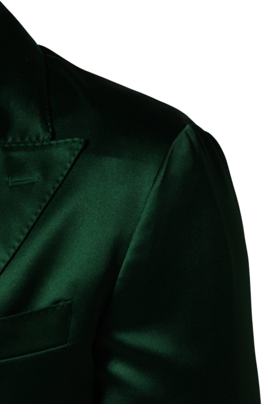 Dolce & Gabbana Green Satin Double Breasted Jacket Blazer