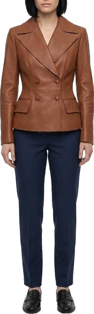 Dolce & Gabbana Brown Calfskin Leather Jacket