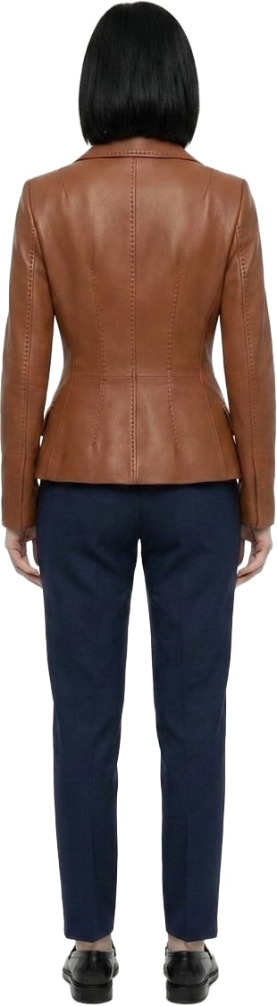 Dolce & Gabbana Brown Calfskin Leather Jacket