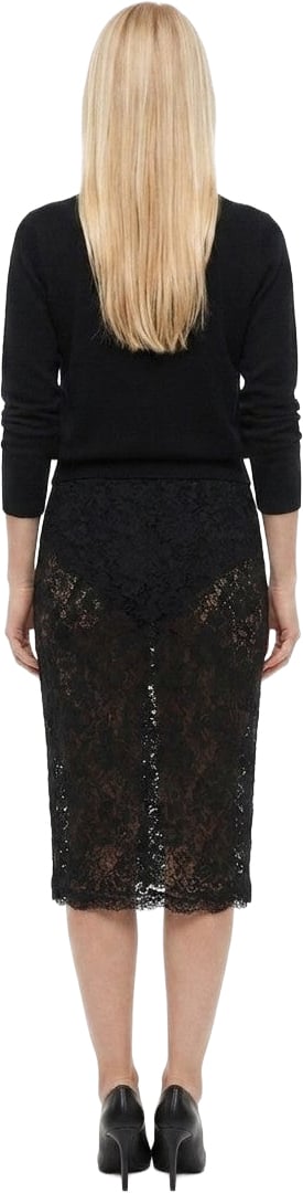 Dolce & Gabbana Black Polyamide Midi Skirt