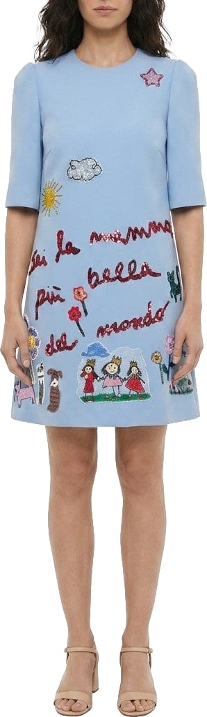 Dolce & Gabbana Light Blue Virgin Wool Casual Dress