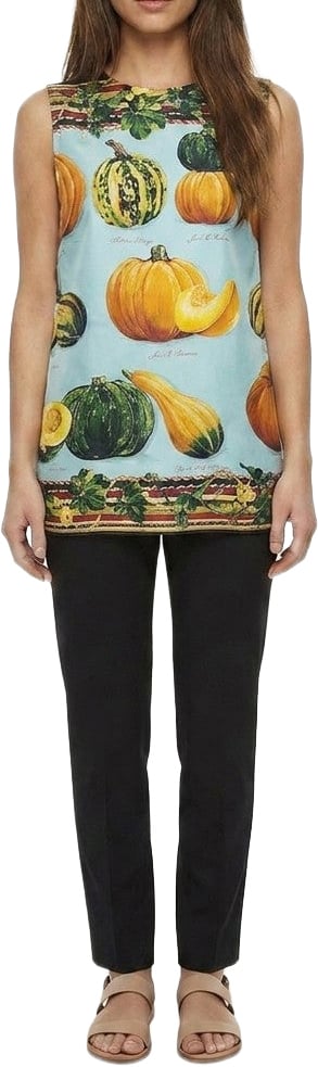 Dolce & Gabbana Multicolor Silk Sleeveles T-Shirt