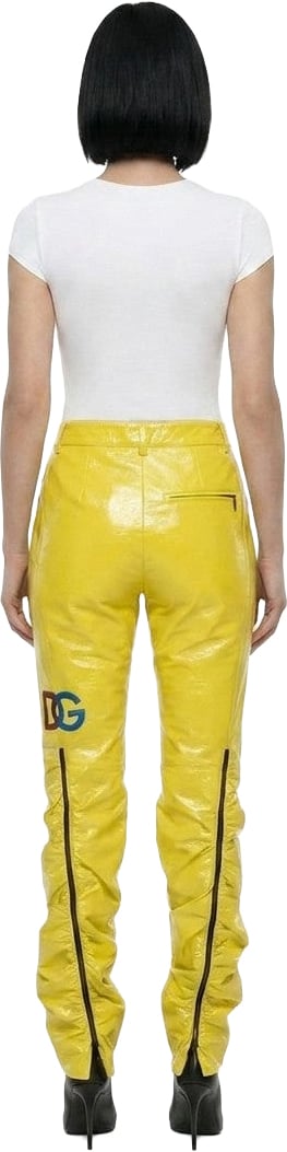Dolce & Gabbana Yellow Leather Pants