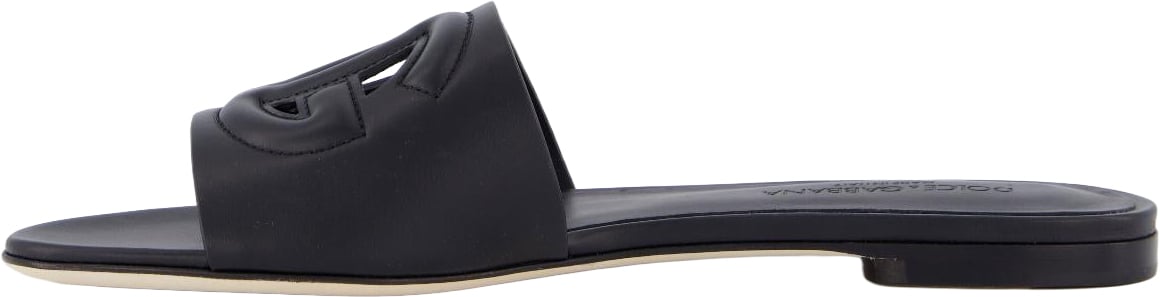 Dames Leren slide met DG logo Zwart