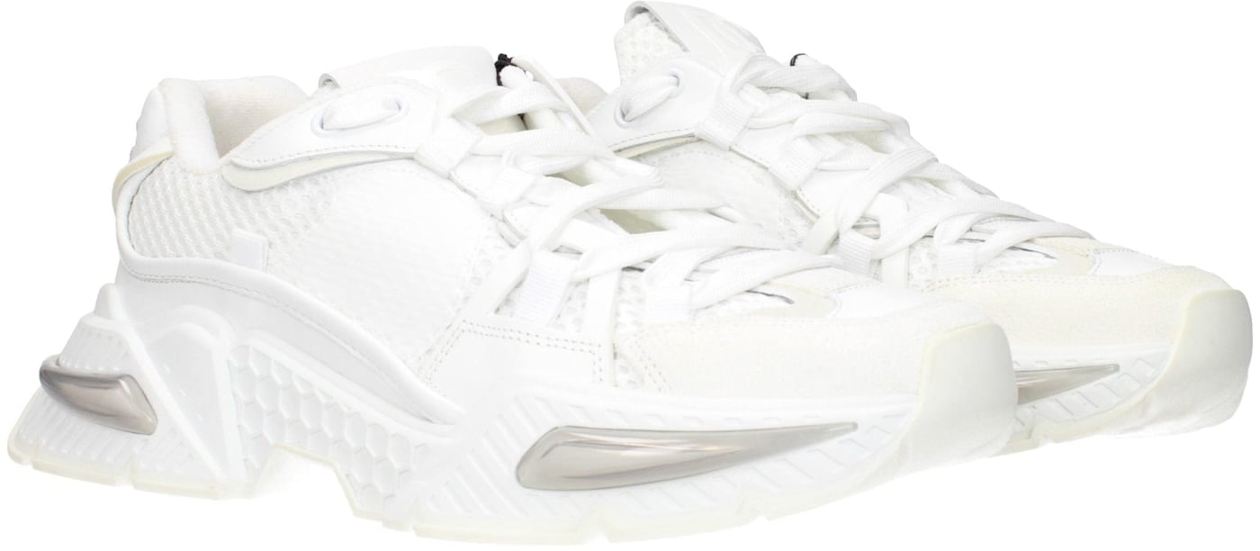 Dolce & Gabbana White Fabric Athletic Sneakers
