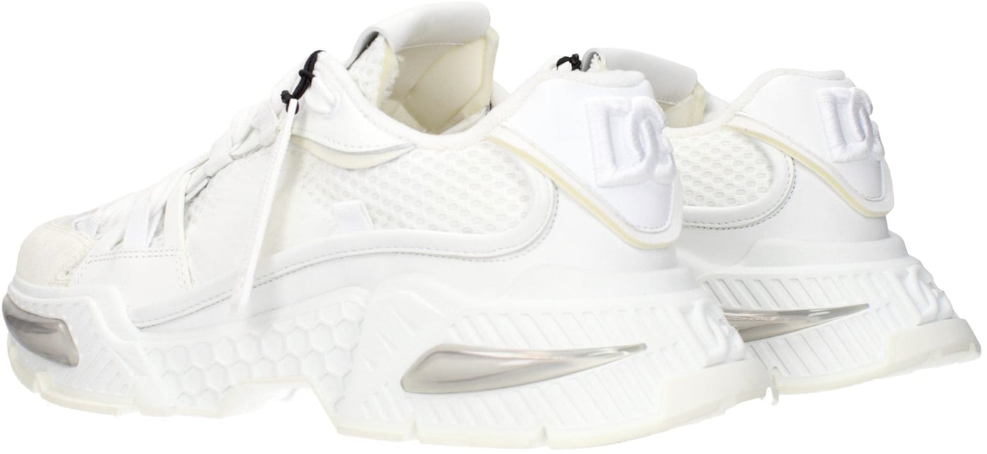 Dolce & Gabbana White Fabric Athletic Sneakers