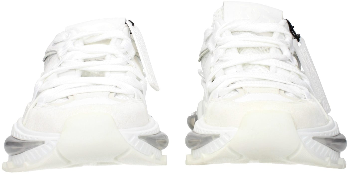 Dolce & Gabbana White Fabric Athletic Sneakers