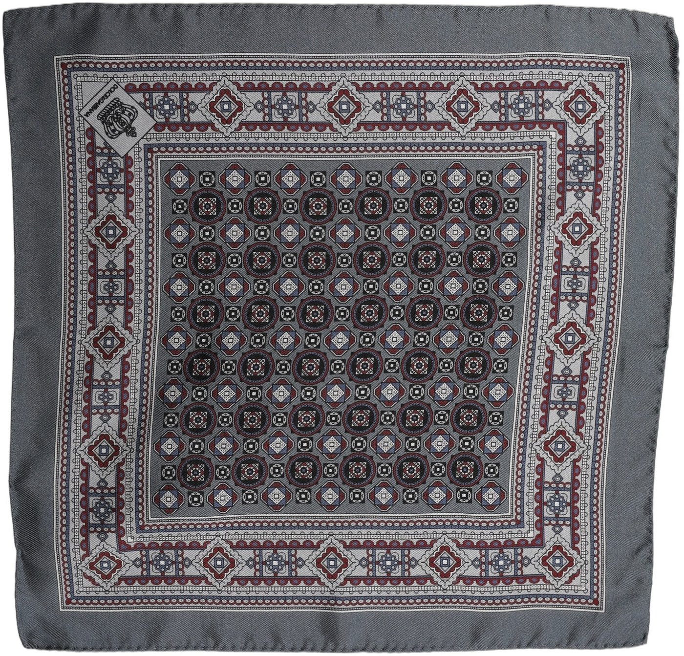 Dolce & Gabbana Gray Geometric Pocket Square Foulard Scarf