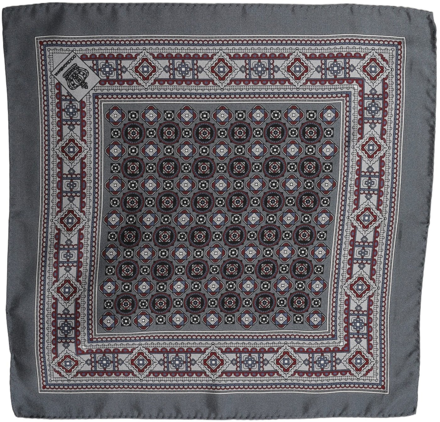 Dolce & Gabbana Gray Geometric Pocket Square Foulard Scarf