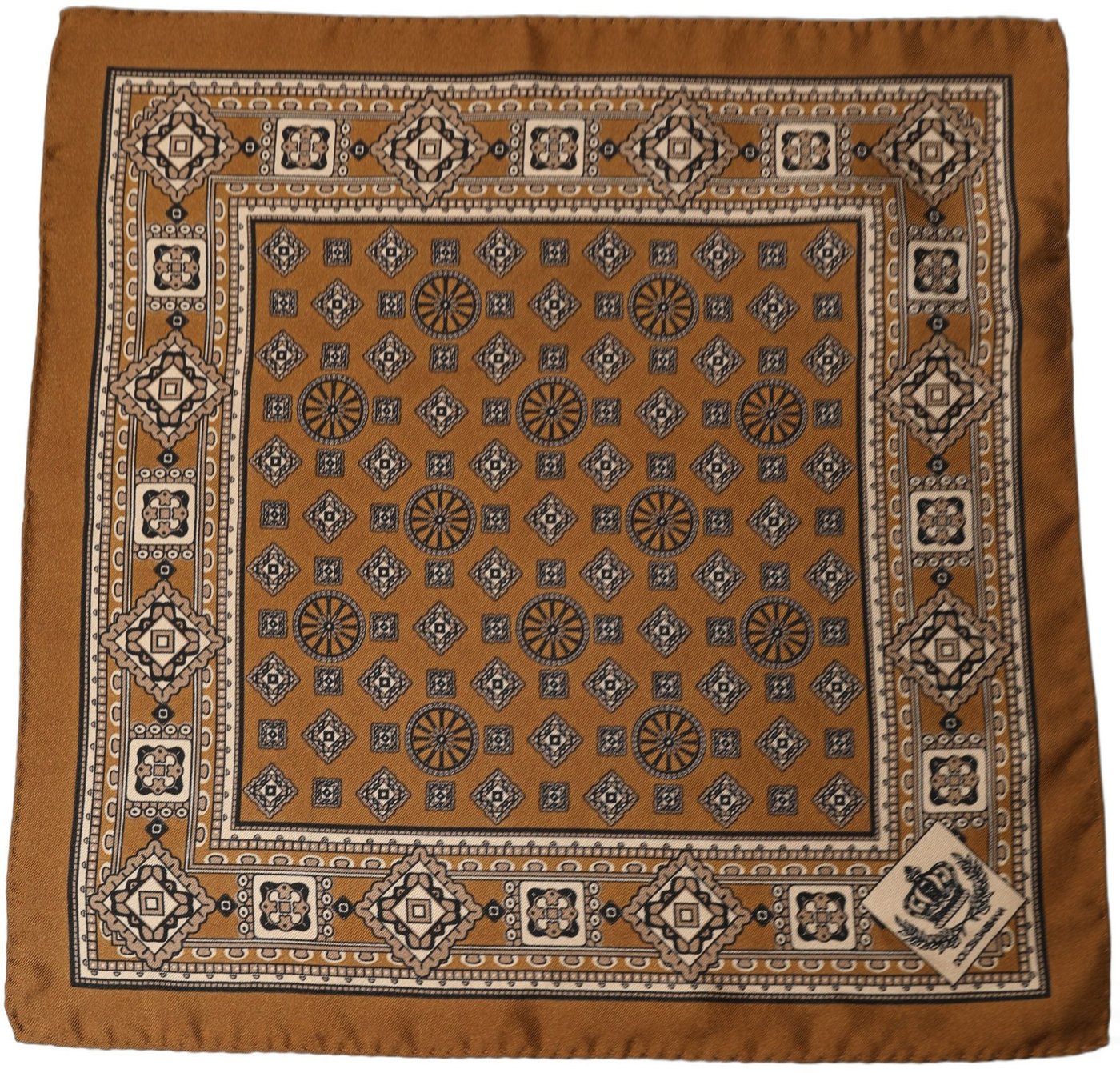 Dolce & Gabbana Brown Geometric Pocket Square Foulard Scarf