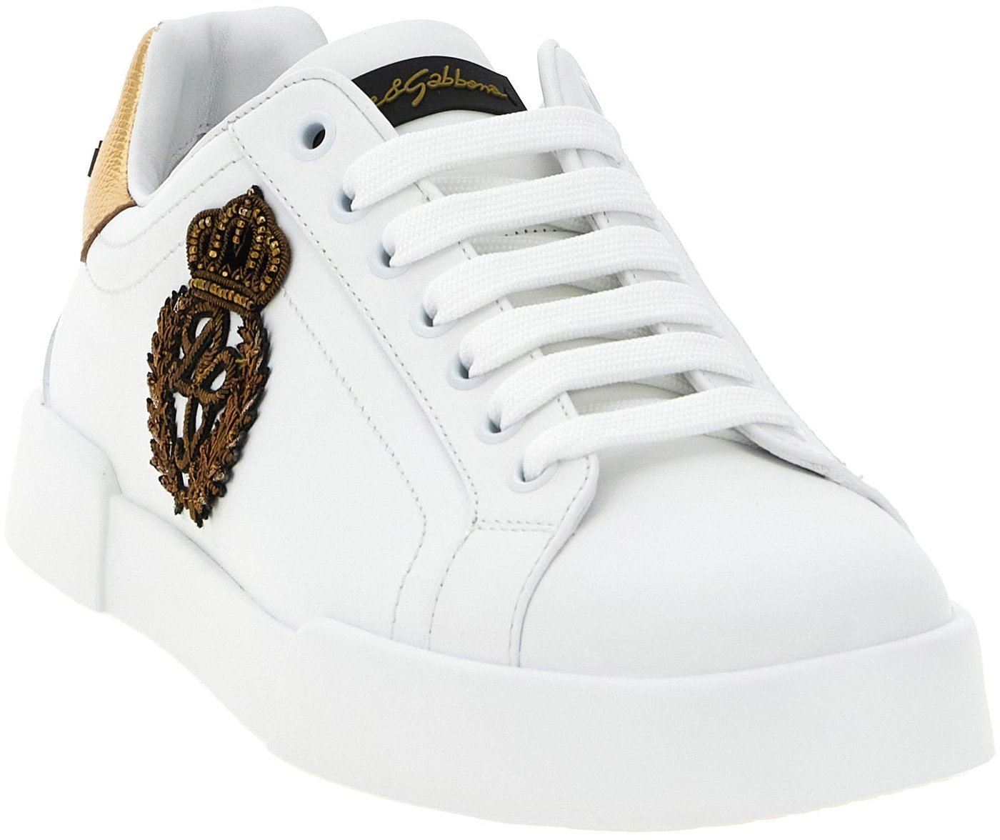 Dolce & Gabbana Gold Calfskin Low Top Sneakers