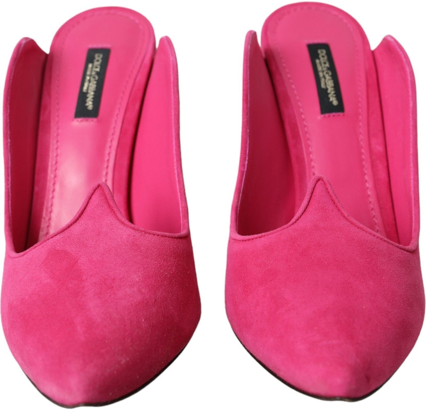 Dolce & Gabbana Fuchsia Suede Leather Mules Sandals Shoes
