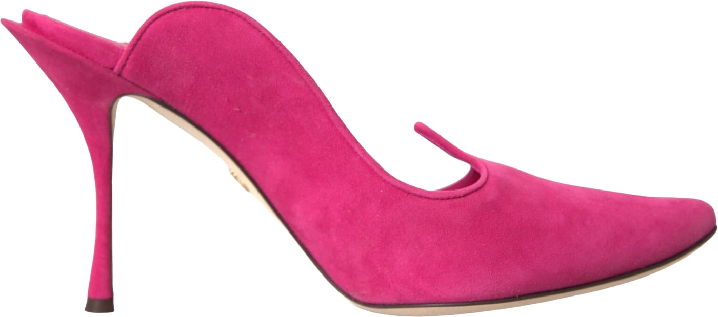 Dolce & Gabbana Fuchsia Suede Leather Mules Sandals Shoes