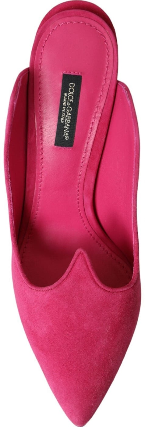 Dolce & Gabbana Fuchsia Suede Leather Mules Sandals Shoes