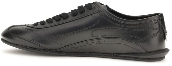 Dolce & Gabbana Black Calf Leather Bos Taurus Low Top Sneakers