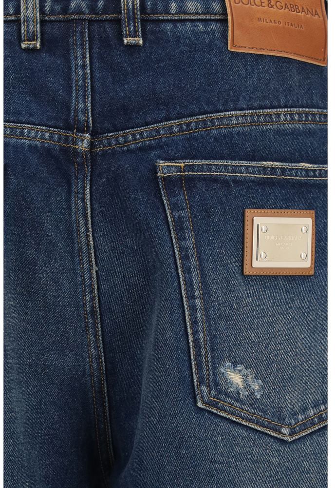 Dolce & Gabbana Blue Cotton Relaxed Fit Jeans